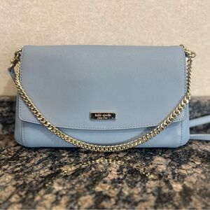 Kate Spade Light Blue Crossbody Bag with Gold Chain